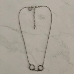 Silver Handcuff Pendant Necklace Adjustable Chain 1619"